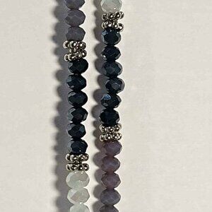 Vintage Chicos 48" Y2K Era Necklace White/Gray, Beaded, Double Strand.  Signed.